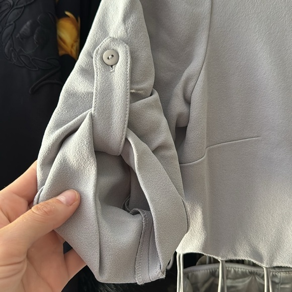 Sally La Pointe- Grey Shortsleeve Cutout Button Midi Dress - Picture 6 of 6